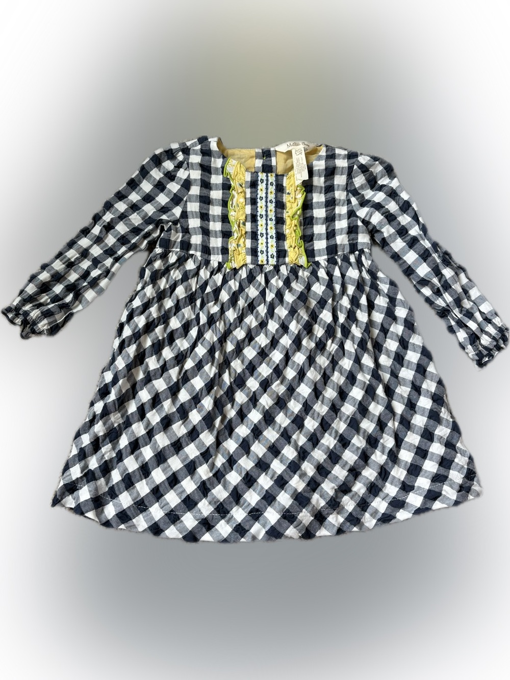 Matilda Jane Blue and White Gingham Dress with Yellow Trim